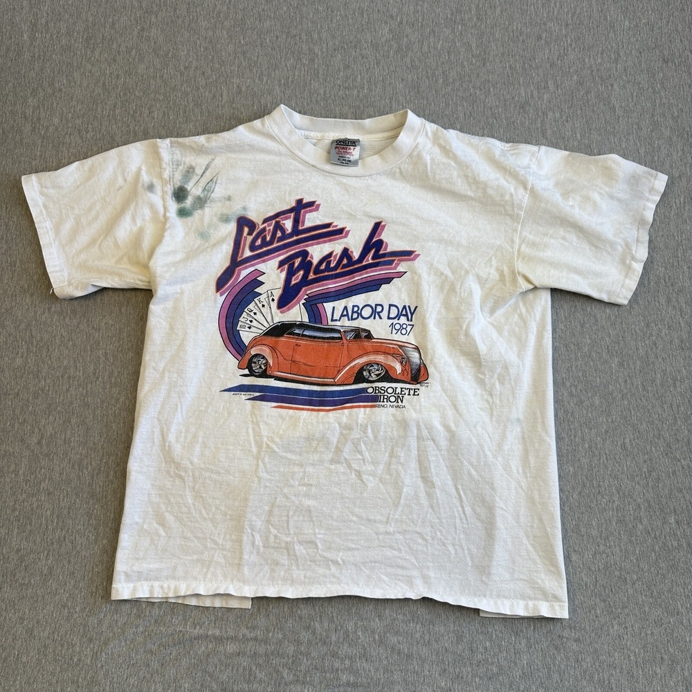 VTG 1987 Last Bash‎ Reno NV Car Show Shirt - Sz XL - STAINED Single Stitch Look